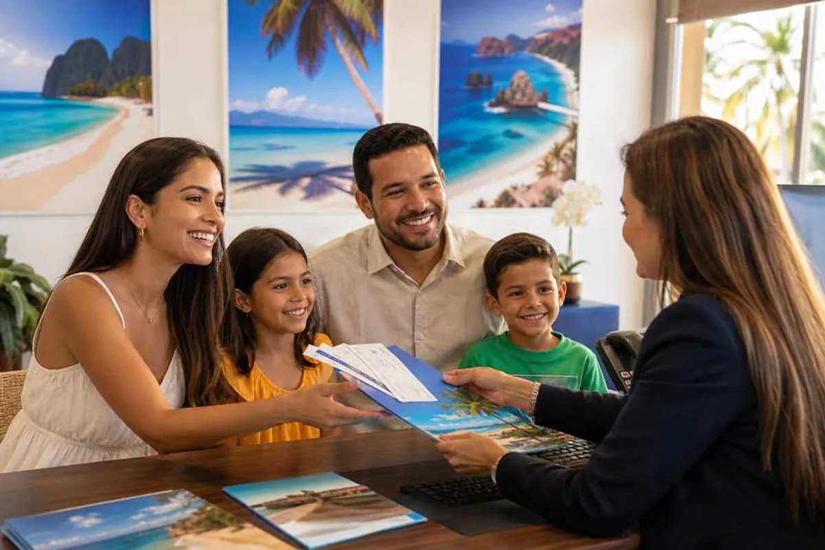 Família planejando viagem com consultor em agência de viagens em Palmas